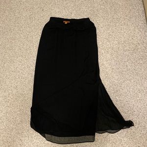 Harari Black Silk Long Wrapped Skirt S